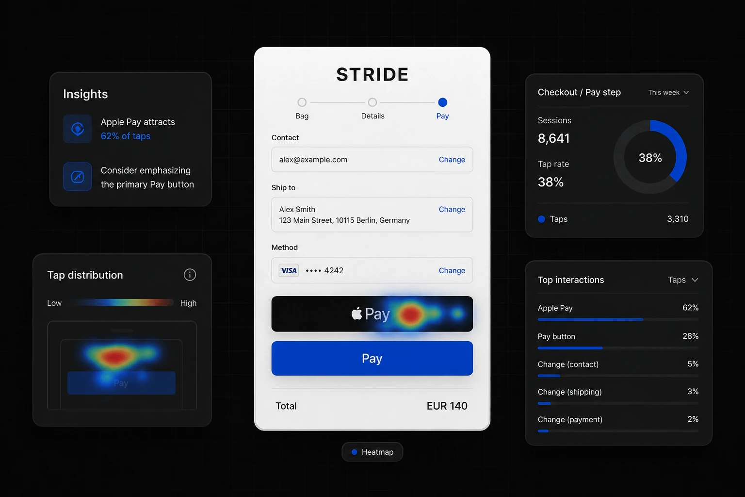 STRIDE kases karstuma karte un Apple Pay