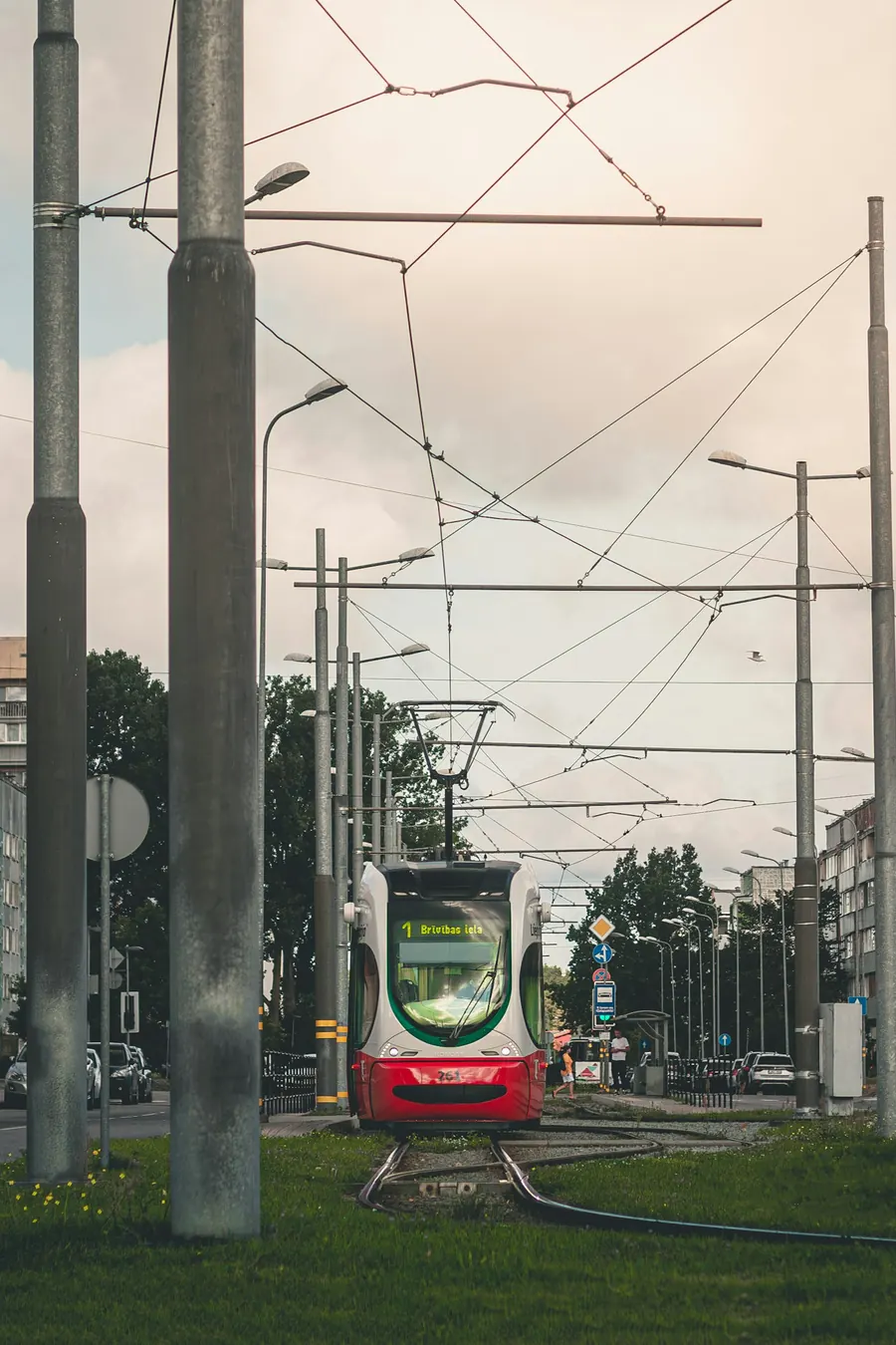 Sarkanbalts tramvajs Liepājas galapunktā
