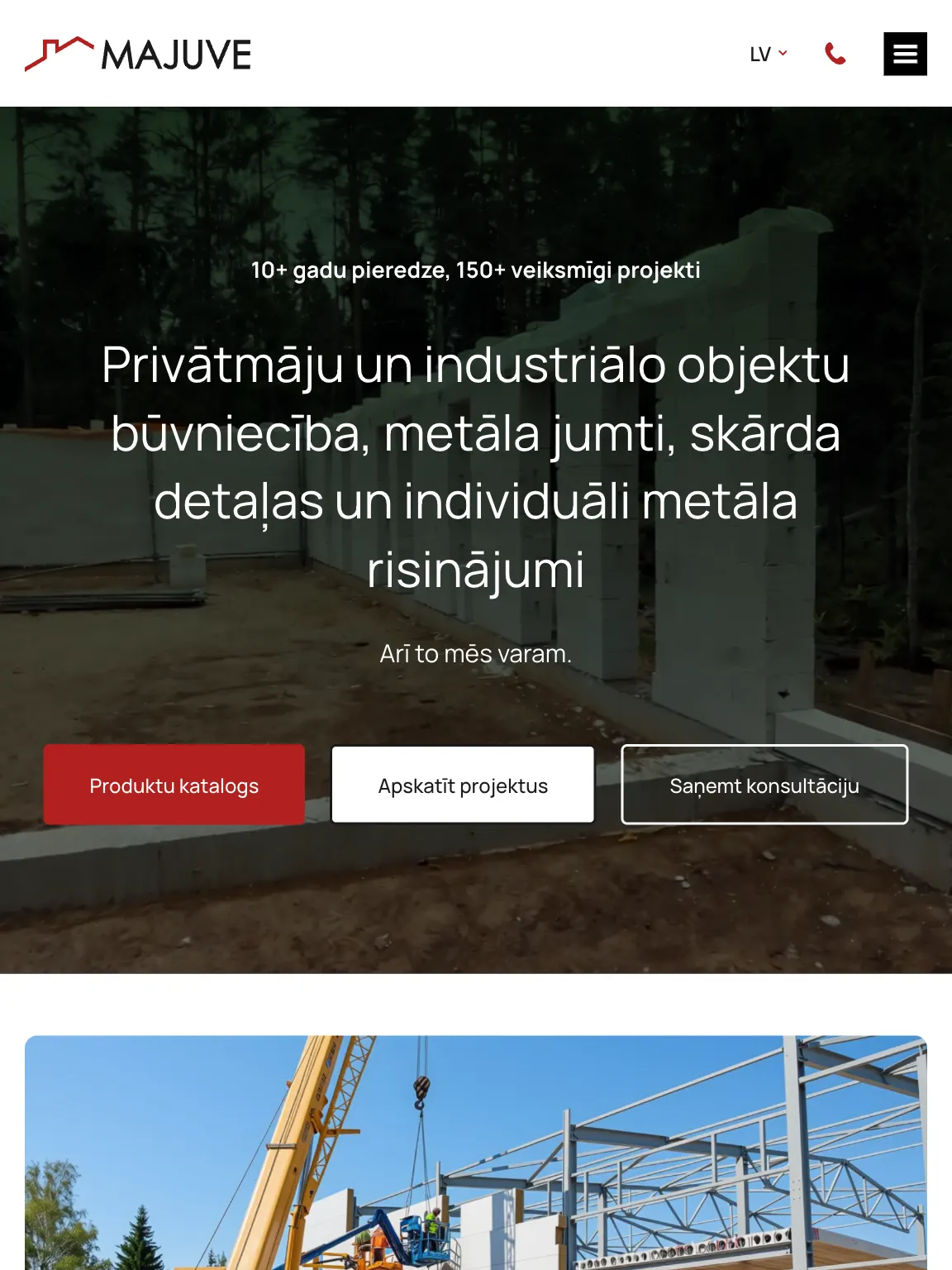 Mājuve.lv sākumlapa planšetē