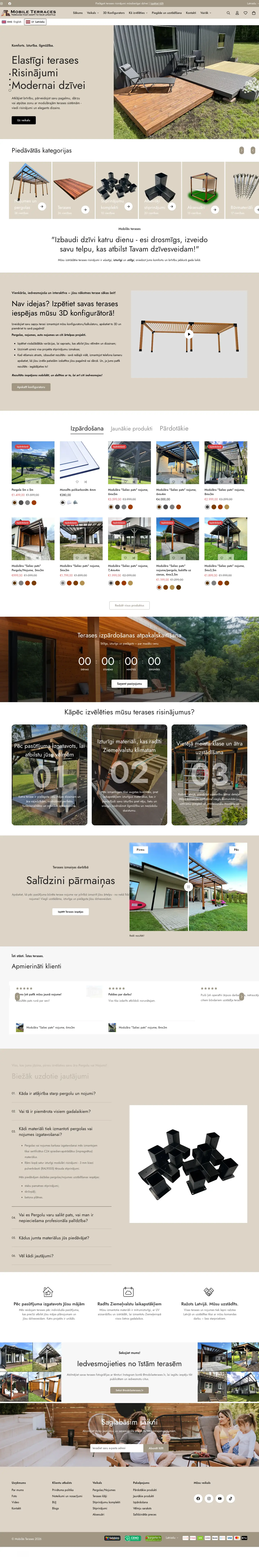 MobileTerraces.com sākumlapa visā garumā datorā