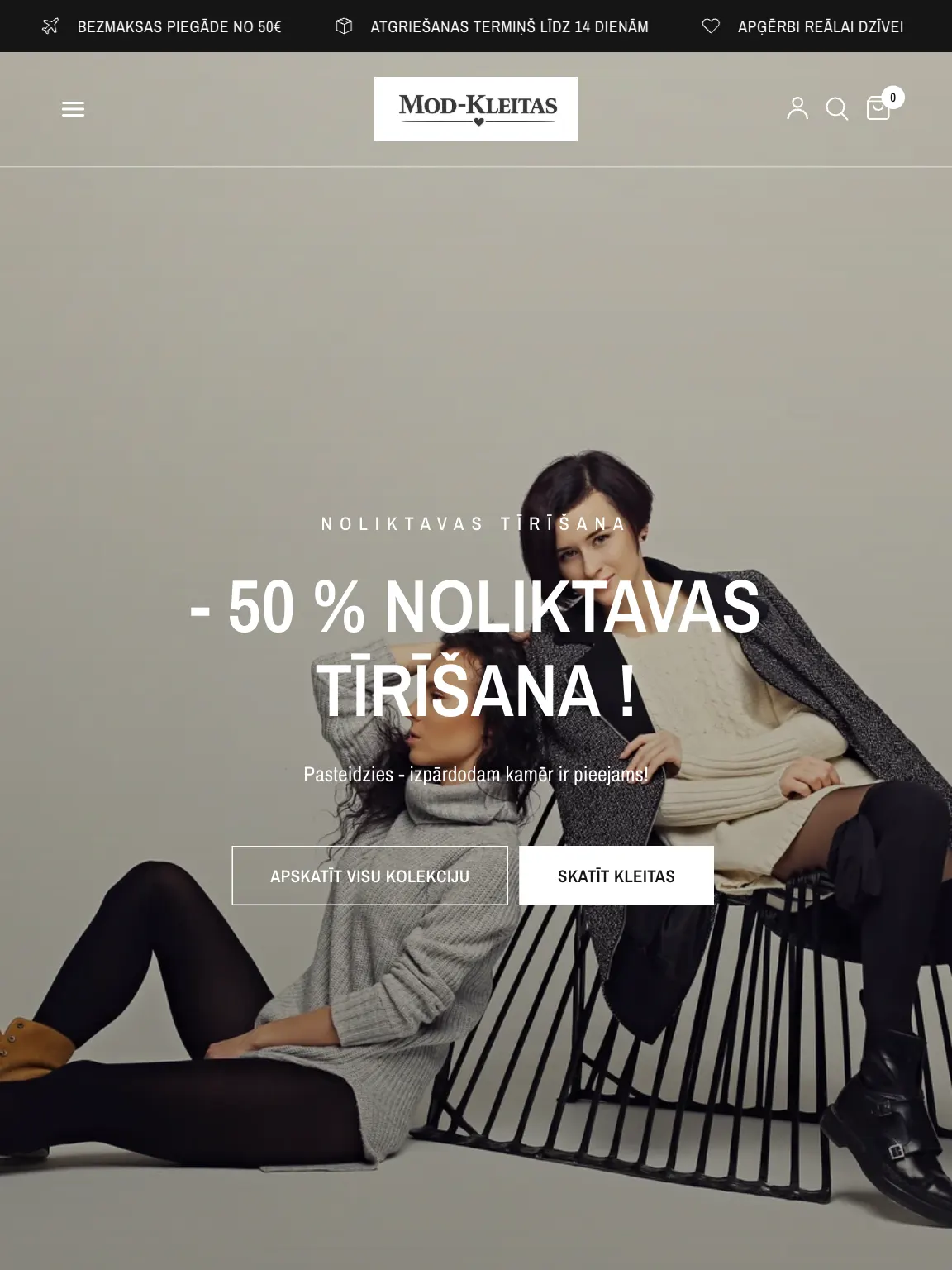 Mod-kleitas.lv sākumlapa planšetē