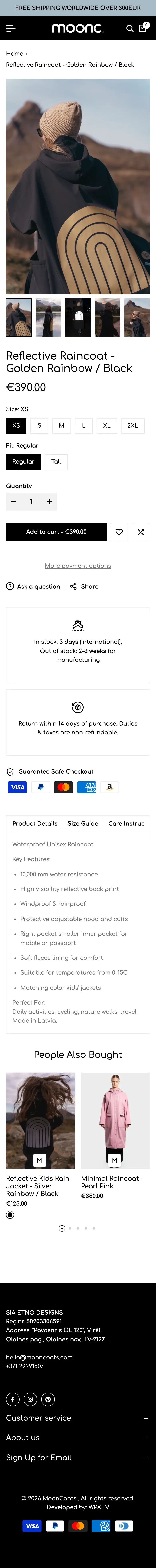 Mooncoats.com: produkta lapa telefonā