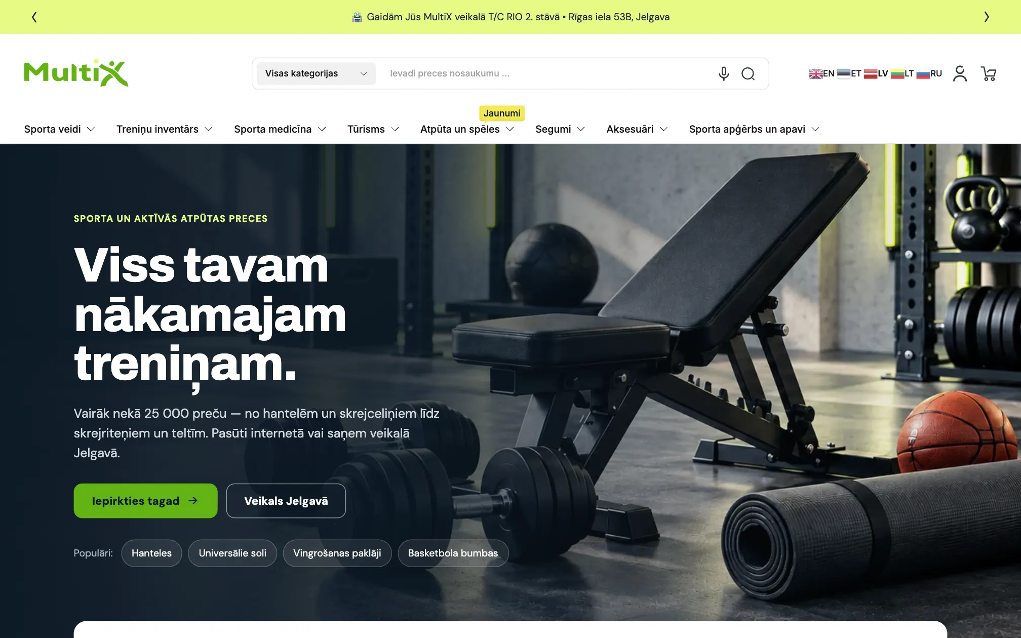 Multix.lv sākumlapa datorā